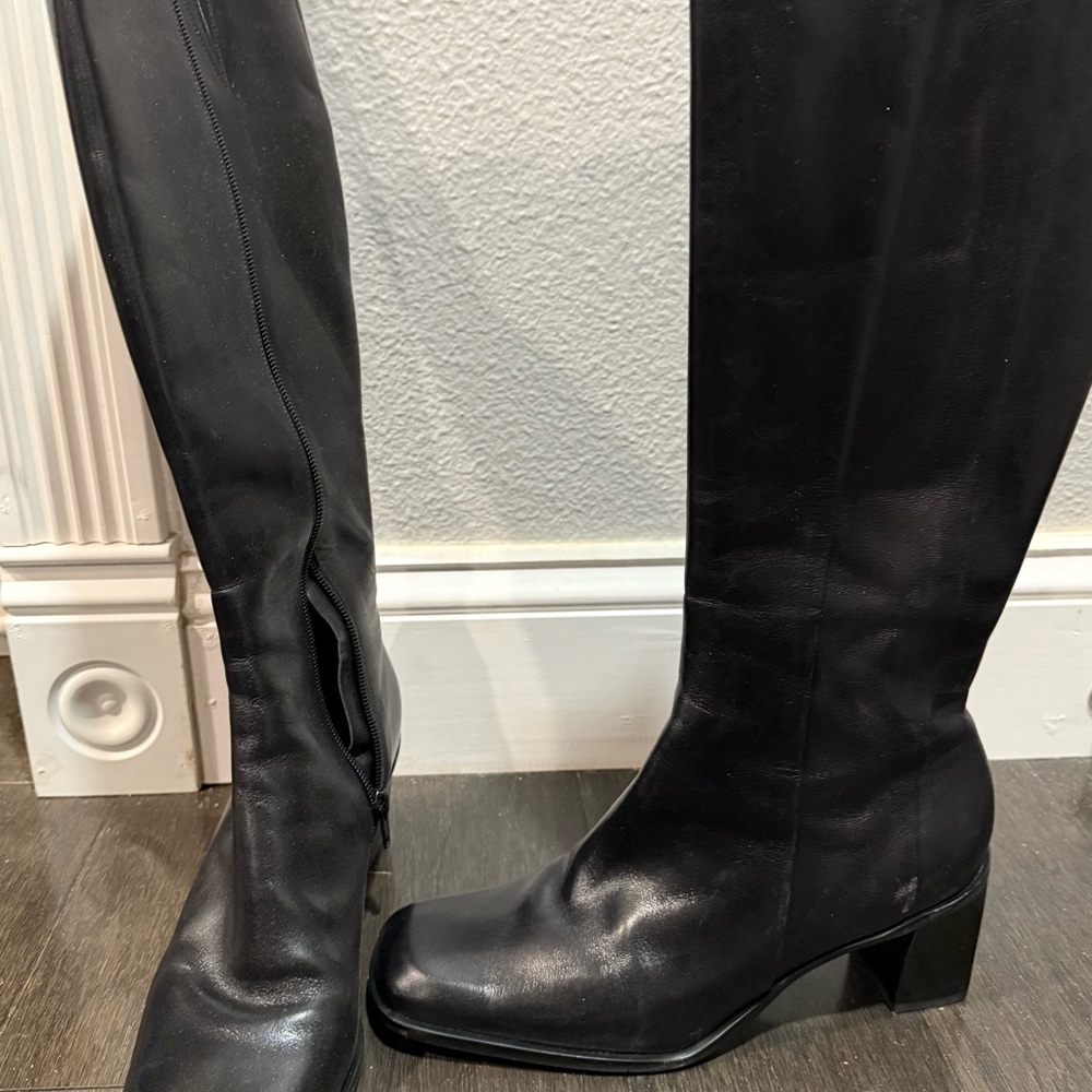 Gianni Bini Black Over the Knee Boots with Block Heel